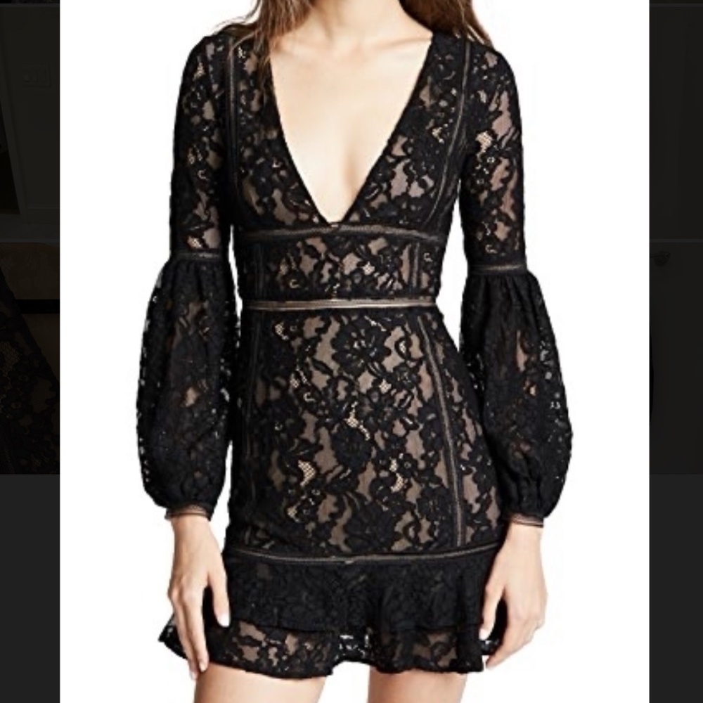 Harper Bell-Sleeve Lace Mini Dress